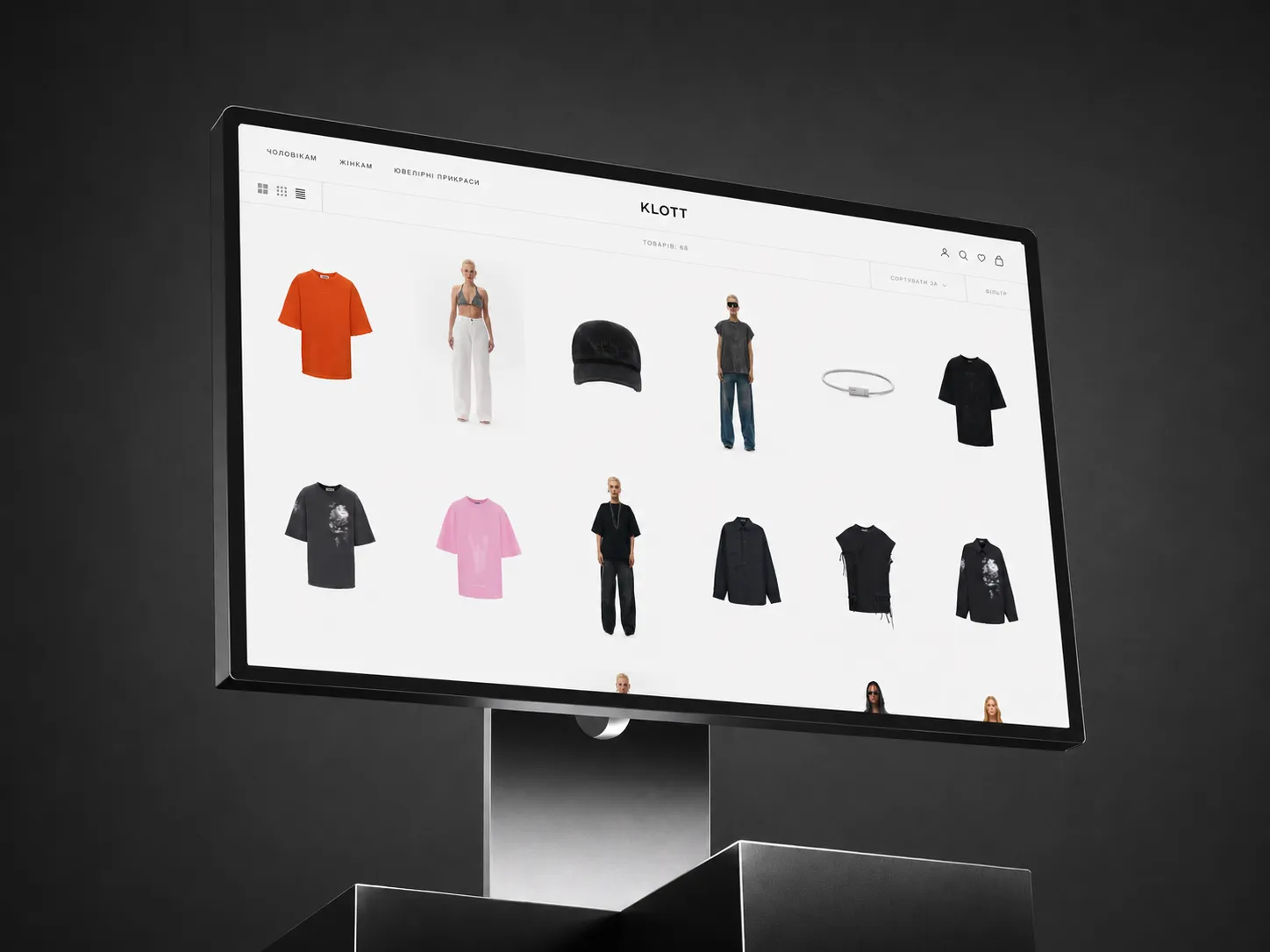 Der Shopify-Shop der Modemarke Klott auf einem Desktop-Monitor